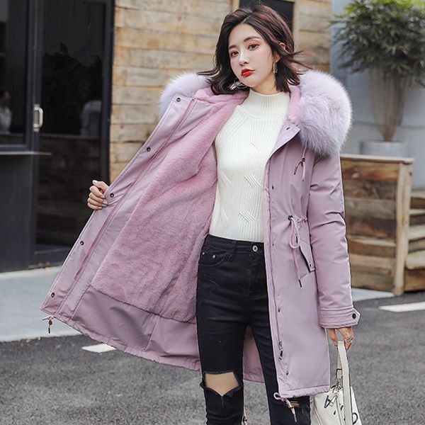 women's fur & faux parkes coat winter fashion collar hooded mid-length jacket thicken rabbit lining outerwear 7m88, Black
women's fur & faux parkes coat winter fashion collar hooded mid-length jacket thicken rabbit lining outerwear 7m88, Black
