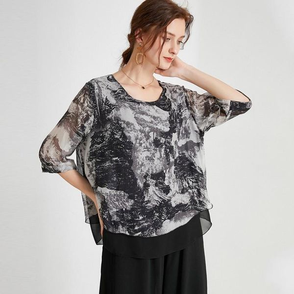 summer fashion women round collar half sleeve blouse lady retro printing casual silk l-xxl women's blouses & shirts, White
summer fashion women round collar half sleeve blouse lady retro printing casual silk l-xxl women's blouses & shirts, White