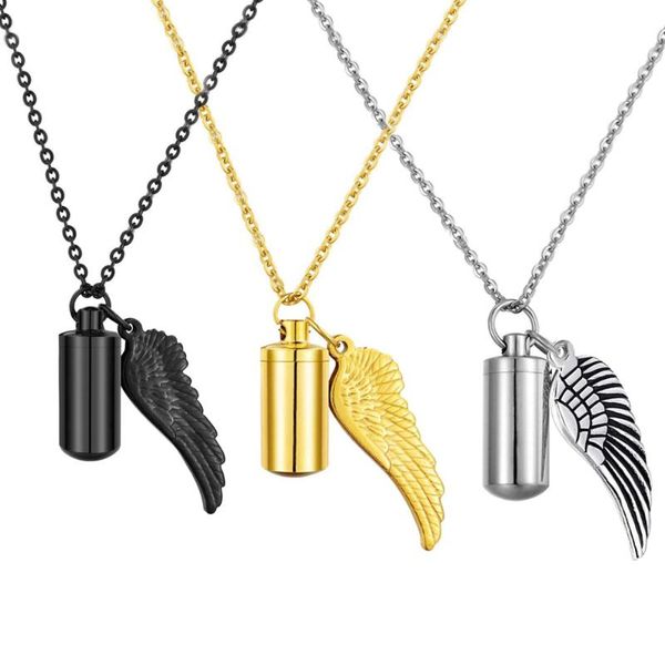stainless steel holder cylinder ashes urn pendant jewelry with angel wing cremation memorial necklace necklaces, Silver
stainless steel holder cylinder ashes urn pendant jewelry with angel wing cremation memorial necklace necklaces, Silver