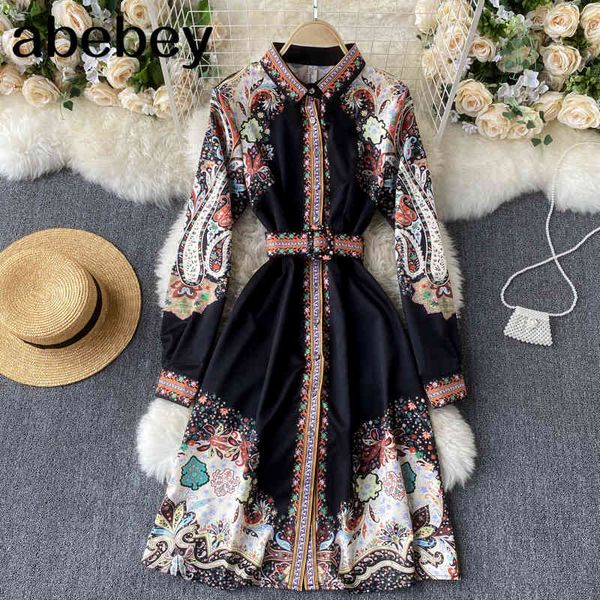 women retro print dress turndown-collar single breasted sashes a-line es spring korean chic court wind midi 210512, Black;gray
women retro print dress turndown-collar single breasted sashes a-line es spring korean chic court wind midi 210512, Black;gray