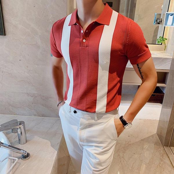 men's polos summer short sleeve knitted casual shirt personality contrast british slim lapel ice silk t-shirt for men, White;black
men's polos summer short sleeve knitted casual shirt personality contrast british slim lapel ice silk t-shirt for men, White;black