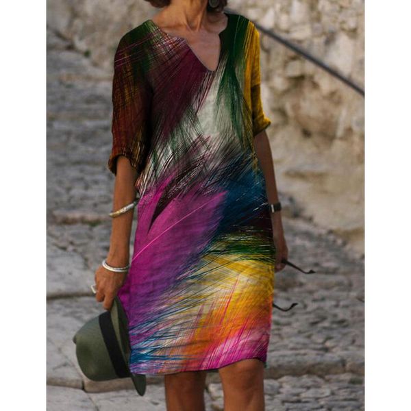casual dresses elegant fashion feather print dress for women's clothing 2021autumn half sleeve v-neck midi ladies plus size robe, Black;gray
casual dresses elegant fashion feather print dress for women's clothing 2021autumn half sleeve v-neck midi ladies plus size robe, Black;gray