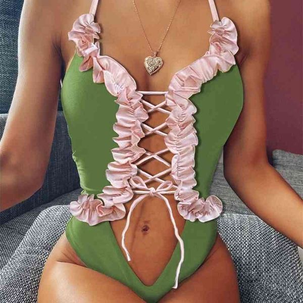 women's swimwear vintage print ruffled swimsuit female v neck women lace up monokini high cut bodysuits bathers bathing, White;black
women's swimwear vintage print ruffled swimsuit female v neck women lace up monokini high cut bodysuits bathers bathing, White;black