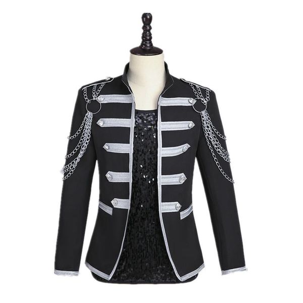 men's suits & blazers black red chain court blazer for singer dancer england style stand collar slim coat bar nightclub male groups per, White;black
men's suits & blazers black red chain court blazer for singer dancer england style stand collar slim coat bar nightclub male groups per, White;black