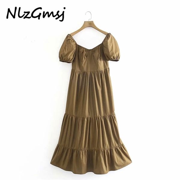 women dress summer fashion solid long puff short sleeve back zipper high street ladies 04 210628, Black;gray
women dress summer fashion solid long puff short sleeve back zipper high street ladies 04 210628, Black;gray