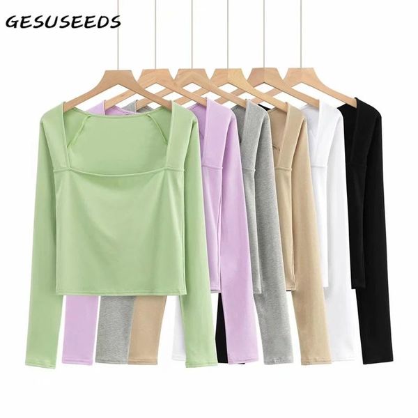 fall white black t shirt women long sleeve square neck tshirt 2021 knitted cropped green purple women's t-shirt
fall white black t shirt women long sleeve square neck tshirt 2021 knitted cropped green purple women's t-shirt