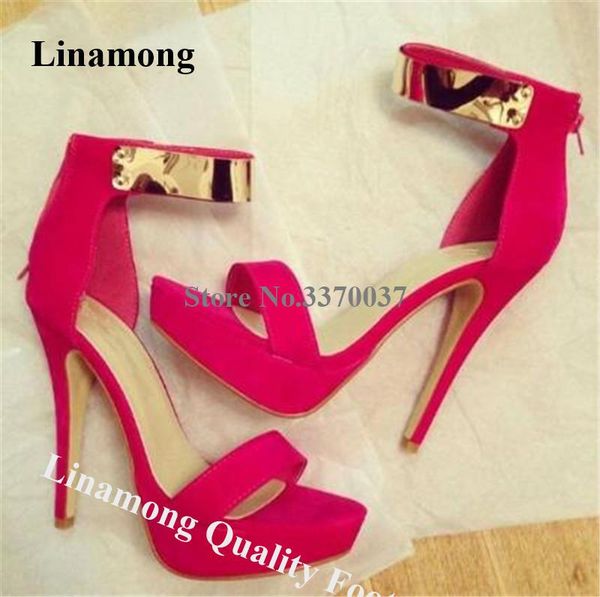 linamong women elegant open toe high platform stiletto heel sandals ankle gold strap red blue back zipper-up, Black
linamong women elegant open toe high platform stiletto heel sandals ankle gold strap red blue back zipper-up, Black