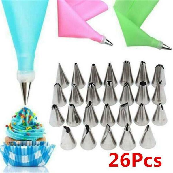 baking & pastry tools 26pcs/set silicone bag kitchen diy cake icing piping cream reusable bags + 24 nozzle decorating set
baking & pastry tools 26pcs/set silicone bag kitchen diy cake icing piping cream reusable bags + 24 nozzle decorating set