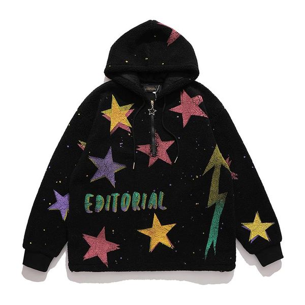 men's hoodies & sweatshirts harajuku stars letter print velvet zipper hooeded men and women retro oversize streetwear casual fleece, Black
men's hoodies & sweatshirts harajuku stars letter print velvet zipper hooeded men and women retro oversize streetwear casual fleece, Black