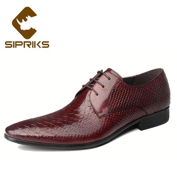 dress shoes sipriks mens formal leather python skin pattern derby male wedding suits man gents 44, Black