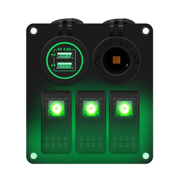 parts 3 gang waterproof marine boat rocker switch panel with dual usb charger+power supply base for car suv truck
parts 3 gang waterproof marine boat rocker switch panel with dual usb charger+power supply base for car suv truck