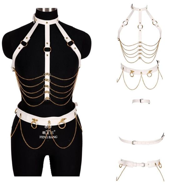 garters full body punk goth harness bondage metal chain accessories lingerie set leather wedding festival rave clothes, Black;white
garters full body punk goth harness bondage metal chain accessories lingerie set leather wedding festival rave clothes, Black;white
