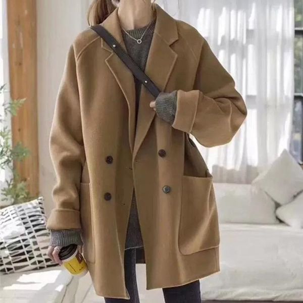women's wool & blends 2021 overcoat women autumn and winter reversible cashmere coat, Black
women's wool & blends 2021 overcoat women autumn and winter reversible cashmere coat, Black