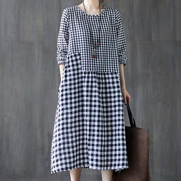 casual dresses 2021 bohemian women dress vintage plaid check cotton linen vestidos long maxi beach party summer sundress, Black;gray
casual dresses 2021 bohemian women dress vintage plaid check cotton linen vestidos long maxi beach party summer sundress, Black;gray