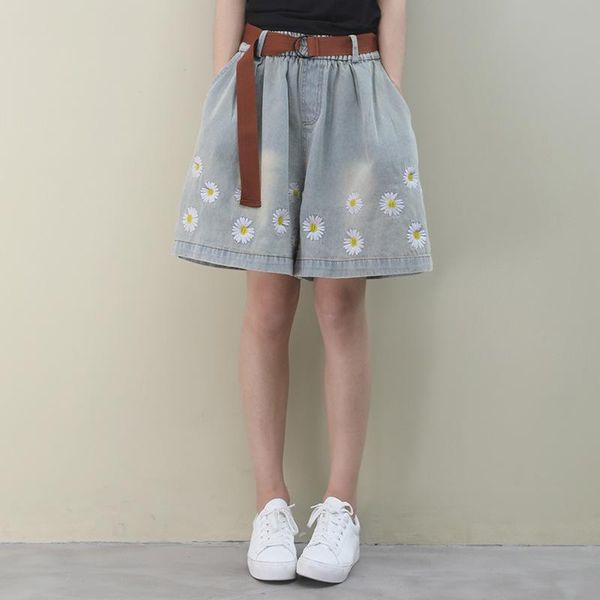 women's jeans fairynatural 2021 summer korean vintage embroidery elastic waist wide leg shorts simple loose comfortable female short, Blue
women's jeans fairynatural 2021 summer korean vintage embroidery elastic waist wide leg shorts simple loose comfortable female short, Blue