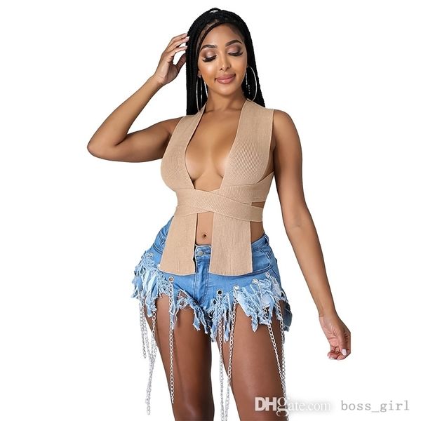 designer womens camisole new solid color shawl low chest short binding sweater, White
designer womens camisole new solid color shawl low chest short binding sweater, White