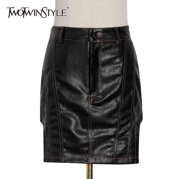 twotwinstyle pu leather skirt for women high waist side split bodycon slim skirts female fashion clothing summer 210517, Black
twotwinstyle pu leather skirt for women high waist side split bodycon slim skirts female fashion clothing summer 210517, Black