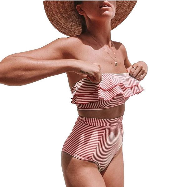 women's swimwear women bikini sets 2021 split swimsuit irregular stripe ruffle high waist brazilian donsignet, White;black
women's swimwear women bikini sets 2021 split swimsuit irregular stripe ruffle high waist brazilian donsignet, White;black