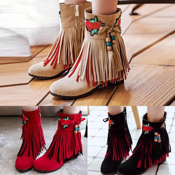 women's boots ladies suede long fringe winter embroidered fashion wedge plus size female autumn shoes c850#, Black
women's boots ladies suede long fringe winter embroidered fashion wedge plus size female autumn shoes c850#, Black