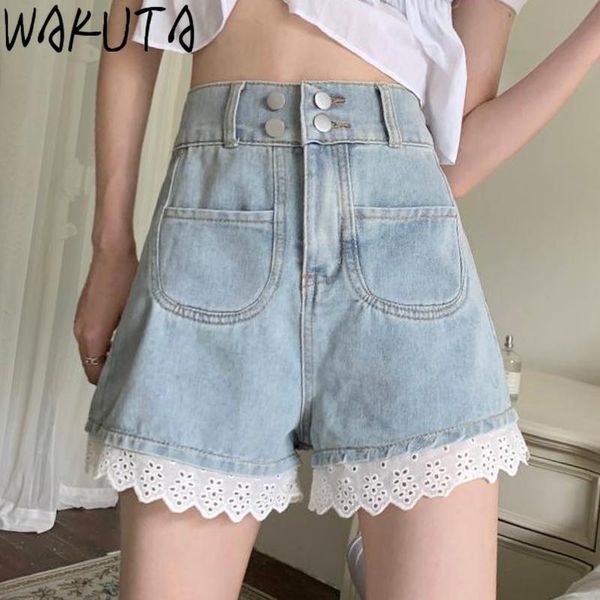 women's shorts wakuta streetwear high waist wide leg lace denim women 2021 sweet summer japan korean kawaii loose jean, White;black
women's shorts wakuta streetwear high waist wide leg lace denim women 2021 sweet summer japan korean kawaii loose jean, White;black