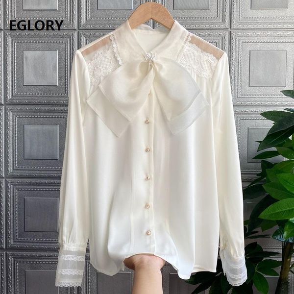 white shirts 2021 spring summer silk blouses women turn-down collar bow deco lace patchwork elegant shirt female women's &
white shirts 2021 spring summer silk blouses women turn-down collar bow deco lace patchwork elegant shirt female women's &