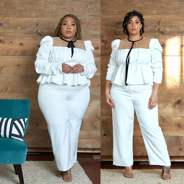 elegant women solid two piece sets lace patchwork long sleeves slim ruffles casual loose pants office lady fashion outfits, White
elegant women solid two piece sets lace patchwork long sleeves slim ruffles casual loose pants office lady fashion outfits, White