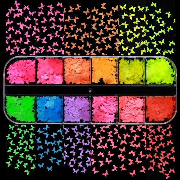 nail glitter 12 colors fluorescence butterfly shape flakes 3d neon colorful sequins gel polish manicure for art decorations, Silver;gold
nail glitter 12 colors fluorescence butterfly shape flakes 3d neon colorful sequins gel polish manicure for art decorations, Silver;gold