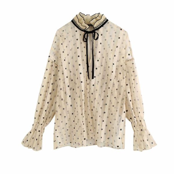 autumn womens beige dot see through full flare sleeve ruffled neck shirt female fashion casual woman clothes 210517, White
autumn womens beige dot see through full flare sleeve ruffled neck shirt female fashion casual woman clothes 210517, White