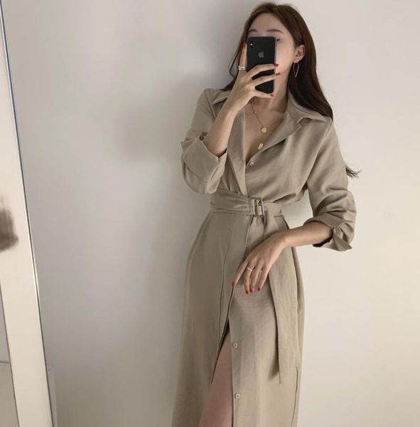 long coat women's windbreaker 2021 female fashion temperament goddess autumn trench coats, Tan;black
long coat women's windbreaker 2021 female fashion temperament goddess autumn trench coats, Tan;black