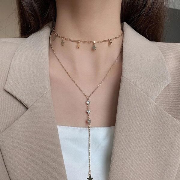 pendant necklaces stainless steel star multi-layer necklace with diamond long sweater chain fashion personality, Silver
pendant necklaces stainless steel star multi-layer necklace with diamond long sweater chain fashion personality, Silver