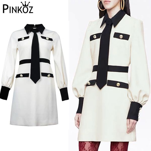 designer women runway dress long sleeve turn down collar patchwork button female fashion slim dresses vestidos 210421, White
designer women runway dress long sleeve turn down collar patchwork button female fashion slim dresses vestidos 210421, White