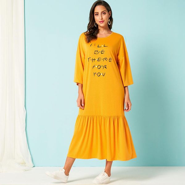 casual dresses women dress plus size holiday maxi letter print o neck three quarters sleeve ruffle vestidos spring summer, Black;gray
casual dresses women dress plus size holiday maxi letter print o neck three quarters sleeve ruffle vestidos spring summer, Black;gray