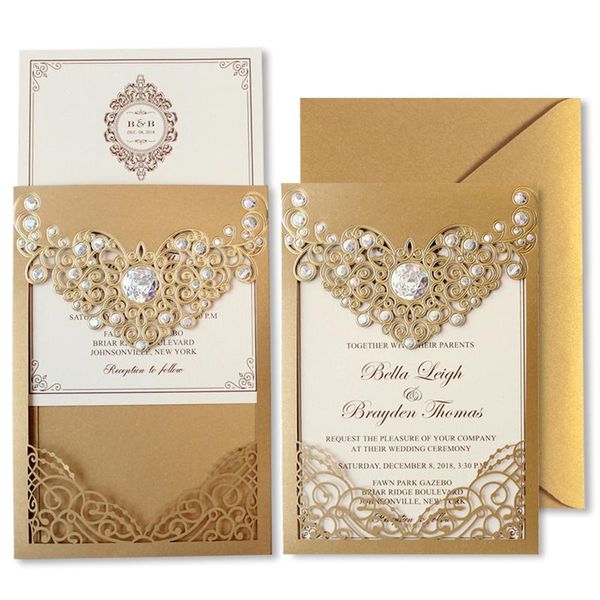 greeting cards golden laser cut wedding invitations lace gold invites luxury metallic sparkly - 50 pcs
greeting cards golden laser cut wedding invitations lace gold invites luxury metallic sparkly - 50 pcs