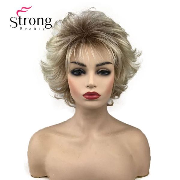 synthetic wigs strongbeauty short blonde with dark roots ombre choppy layers hair wig for women, Black
synthetic wigs strongbeauty short blonde with dark roots ombre choppy layers hair wig for women, Black
