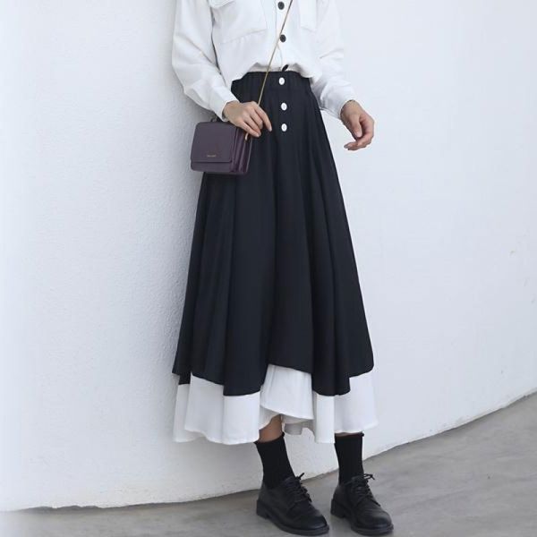 spring and autumn retro high waist slim mid-length single breasted big swing a line skirts womens 210615, Black
spring and autumn retro high waist slim mid-length single breasted big swing a line skirts womens 210615, Black