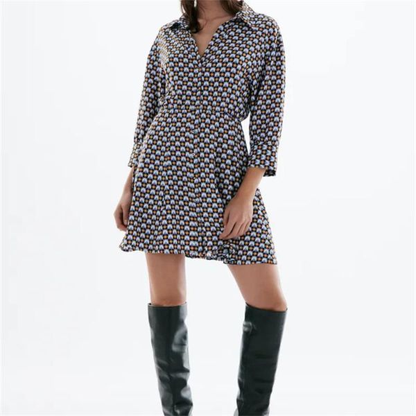 casual dresses traf women 2021 fashion geometric print mini shirt dress vintage three quarter sleeve elastic waist female streetwear, Black;gray
casual dresses traf women 2021 fashion geometric print mini shirt dress vintage three quarter sleeve elastic waist female streetwear, Black;gray