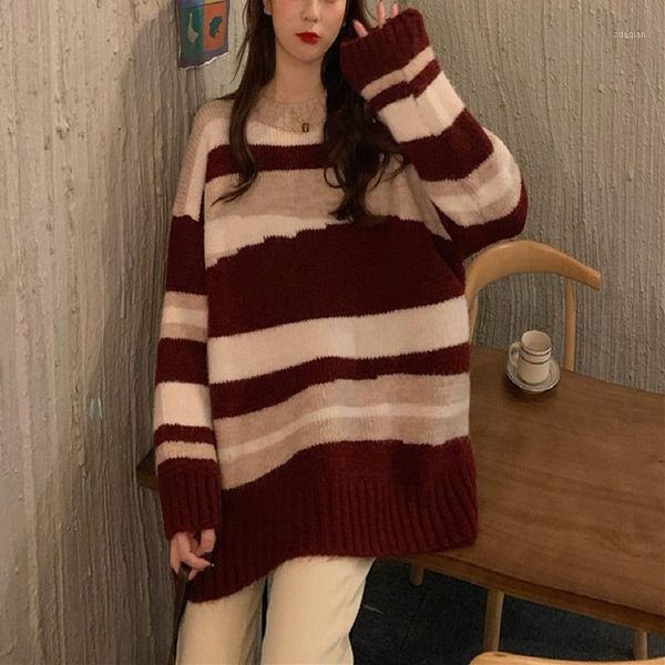 women's sweaters autumn and winter style retro loose lazy sweater pullover stripe lovers long sleeve knitted wear, White;black
women's sweaters autumn and winter style retro loose lazy sweater pullover stripe lovers long sleeve knitted wear, White;black