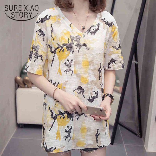 summer plus size women's blouse cotton short sleeve print shirts korean casual women blusas mujer de moda 9014 50 210415, White
summer plus size women's blouse cotton short sleeve print shirts korean casual women blusas mujer de moda 9014 50 210415, White