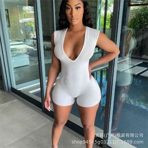 women's knitted deep v-neck sleeveless slim jumpsuit ladies solid color short rompers casual bodycon woman playsuits 210517, Black;white
women's knitted deep v-neck sleeveless slim jumpsuit ladies solid color short rompers casual bodycon woman playsuits 210517, Black;white