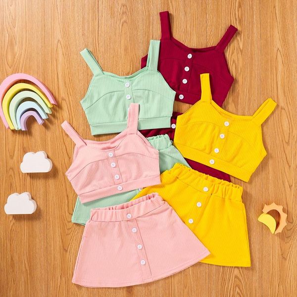 ribbed girls clothes sets summer toddler kids baby solid strapless bottons tee skirts set outfits vetement fille 2021 clothing, White
ribbed girls clothes sets summer toddler kids baby solid strapless bottons tee skirts set outfits vetement fille 2021 clothing, White