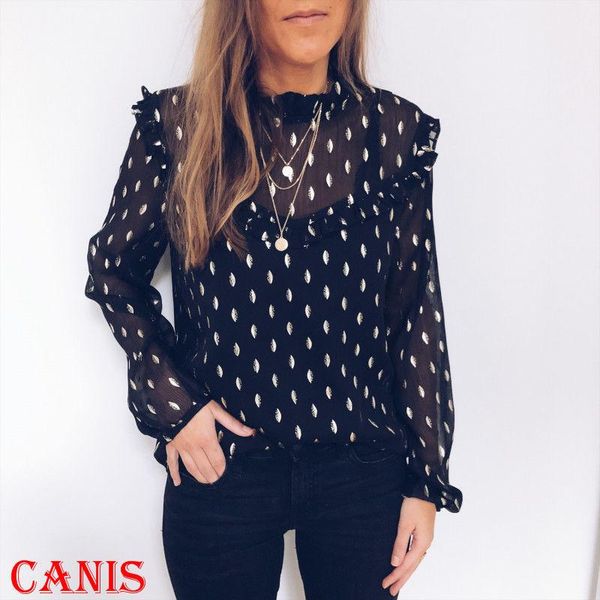 women boho beach summer chiffon blouse elegant polka dot ruffles ladies long sleeve playa blusas femininas elegante women's blouses & s, White
women boho beach summer chiffon blouse elegant polka dot ruffles ladies long sleeve playa blusas femininas elegante women's blouses & s, White