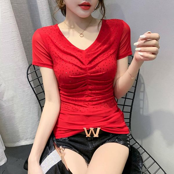 women's t-shirt #5912 red black white blue mesh t shirt women v neck basic femme short sleeved shirts female korean style summer
women's t-shirt #5912 red black white blue mesh t shirt women v neck basic femme short sleeved shirts female korean style summer