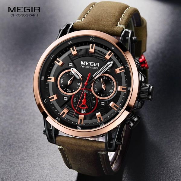 wristwatches megir leather strap leisure quartz watches for men 24 hours chronograph 3atm waterproof army sports wristwatch relogios 2085ros, Slivery;brown
wristwatches megir leather strap leisure quartz watches for men 24 hours chronograph 3atm waterproof army sports wristwatch relogios 2085ros, Slivery;brown
