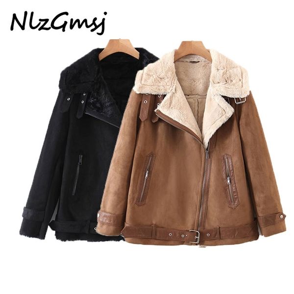jacket women fur long sleeved loose belt warm women's lamb wool winter thickened locomotive lapel female coat 210628, Black;brown
jacket women fur long sleeved loose belt warm women's lamb wool winter thickened locomotive lapel female coat 210628, Black;brown
