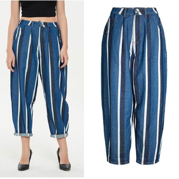 arrival summer style female fashion striped loose casual high waist night club denim stright pants women's jeans, Blue
arrival summer style female fashion striped loose casual high waist night club denim stright pants women's jeans, Blue