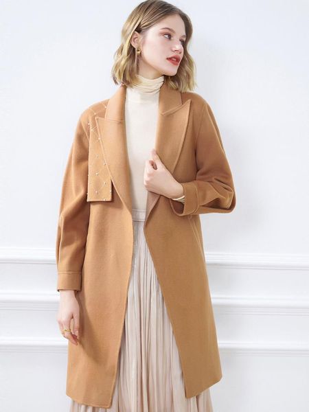 women's wool & blends winter 2021 fashion nail driller double faced overcoat, Black
women's wool & blends winter 2021 fashion nail driller double faced overcoat, Black