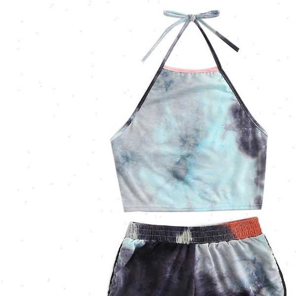 women tracksuits tracksuit 2pcs set summer tie dye halter suit sleeveless backless crop shorts drop, Gray
women tracksuits tracksuit 2pcs set summer tie dye halter suit sleeveless backless crop shorts drop, Gray