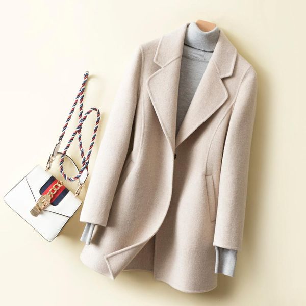 women's trench coats autumn handmade cashmere double sided wool jacket women solid color medium long slim suit collar female outwe, Tan;black
women's trench coats autumn handmade cashmere double sided wool jacket women solid color medium long slim suit collar female outwe, Tan;black