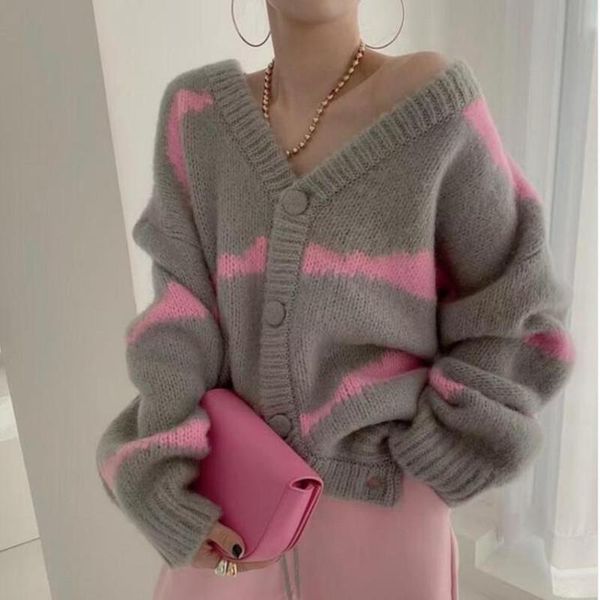 women's knits & tees 2021 casual striped knitted cardigan women long sleeve v-neck sweater jumpers color-blocked chic female, White
women's knits & tees 2021 casual striped knitted cardigan women long sleeve v-neck sweater jumpers color-blocked chic female, White