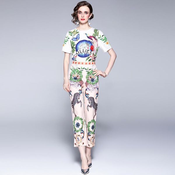 women's two piece pants summer suit korean commuter round neck printed short-sleeved shirt+high-waist cropped waist female sets x469, White
women's two piece pants summer suit korean commuter round neck printed short-sleeved shirt+high-waist cropped waist female sets x469, White